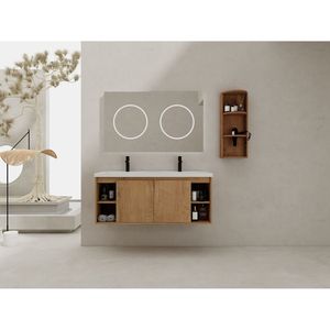 Meuble-lavabo mural double vasque 48 po avec portes à fermeture douce 00612IMO 07348IMOX et étagère de rangement (KD) – Meubles-lavabos à fermeture douce - Product Image 2