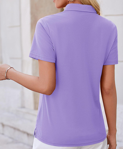 Polo pour femme personnalisé à emballage sur mesure, séchage rapide, finition texturée lisse, tissu léger, structure tricotée, matériau T-shirt - Product Image 3