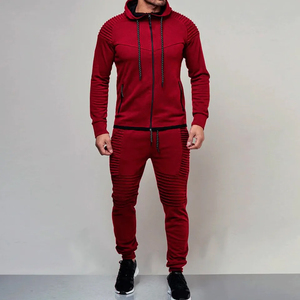 <b>Men's</b> Fashion <b>Slim</b> <b>Fit</b> Hooded Tracksuit Set Ribbed <b>Jogger</b> Sweat Suit Custom Sportswear OEM ODM Wholesale Manufacturer Wear - Product Image 3
