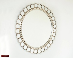 <b>Silver</b> Petal Sunburst <b>Mirror</b> Peruvian Scalloped Round Handmade Metal Frame Wall <b>Mirror</b> by REHMAN CRAFT - Product Image 2