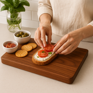 Planche à découper et plateau en bois d'acacia, ensemble en bois massif pour cuisine, planche de service, fabrication OEM, export en gros - Product Image 2