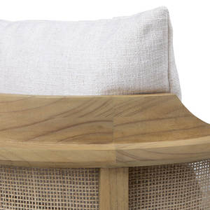 Mindi Wood Accent Chair with Rattan Accents Polyester Blend Upholstered <b>for</b> <b>Living</b> <b>Room</b> - Product Image 6