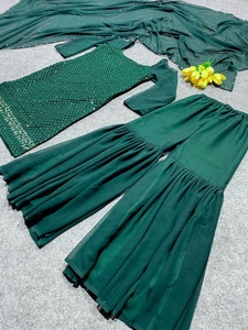 Traje Salwar Kameez de Georgette Étnico Indio para Mujer, Listo para Usar, con Bordado y Dupatta, para Fiestas y Festivales, Personalizable para Adultos - Product Image 4