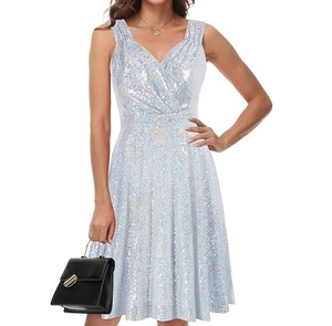 Women Elegant Sequin Party <b>Dress</b> Knee Length Sleeveless Club Party Wear <b>Dress</b> Evening Occasion Women Stylish Party Sequin <b>Dress</b> - Product Image 4
