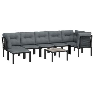 Ensemble de salon de jardin en polyrotin noir et gris foncé, design modulaire standard - Product Image 3