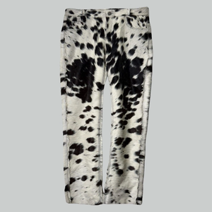 Pantalon décontracté pour homme à motif en cuir de vachette imprimé, taille mi-haute, fermeture boutonnée avec poches - Product Image 2