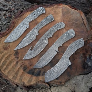 Dustline Commodities DCK004 Damascus Steel Bevel Blank DIY Utility Knife Customizable Making <b>Ladder</b> Pattern EDC Skinning Drop - Product Image 2