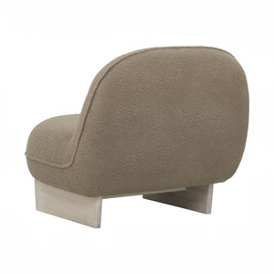Fauteuil de salon scandinave en tissu Teddy Cappuccino, durable, avec pieds en chêne blanc, fauteuil rembourré de luxe pour chambre à coucher - Product Image 4
