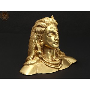 Escultura de latón de 5 pulgadas hecha a mano del dios hindú Adiyogi Shiva hecha en la India - Product Image 4