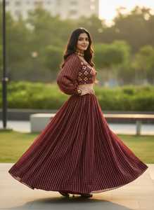 Lehenga Choli estilo indio-pakistaní para mujer, diseño indio para boda, Lehenga Choli completo de georgette con dupatta para festivales. - Product Image 4