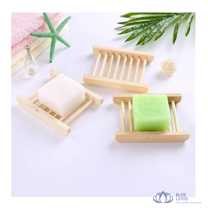 Soporte para Jabón de Bambú Ecológico, Plato de Almacenamiento, Diseño Moderno para Baño y Ducha, Loto Azul - Product Image 1