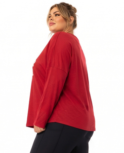 Camiseta Deportiva de Hombros Caídos para Mujer, Talla Grande, 100% Algodón Ecológico, con Bordado Chenille, Corte Holgado - Product Image 4