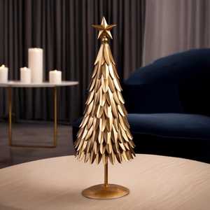 New design gold okated Iron Christmas <b>Tree</b> with matt black base Figurine Norway Spruce <b>Tabletop</b> Christmas Decor Gold Plated - Product Image 4