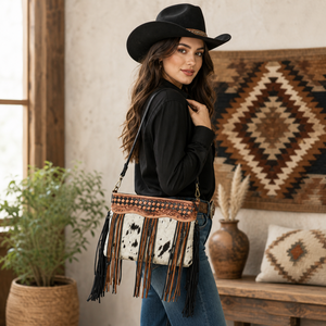 Bolso de Hombro de Cuero Vacuno Vintage con Flecos para Mujer |   Bolso de Mujer Estilo Occidental |   India 2026 Calidad de Exportación Deluxe - Product Image 2