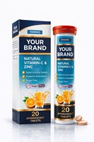 Tabletas Efervescentes de Vitamina C 1000mg con Zinc y Extracto de Amla para Adultos, Apoyo Inmunológico, Sin Azúcar, Sabor Naranja, No Apto para Mujeres Embarazadas (OEM)