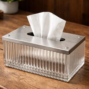 Caja de pañuelos de metal blanca de lujo con diseño floral recortado para decoración del hogar, soporte para pañuelos de papel, organizador rectangular de mesa - Product Image 5