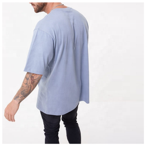 T-shirt oversize unisexe avec logo personnalisé 100% coton sérigraphie en jersey uni pour homme grande taille Streetwear pour salle de sport et de fitness - Product Image 2