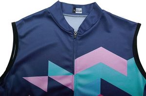 Maillot de cyclisme sans manches pour femme, motif géométrique, bleu, rose, violet, coupe-vent, respirant, gilet de vélo, haut de performance pour le cyclisme - Product Image 5