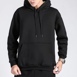 Sweat-shirt à capuche unisexe blanc, surdimensionné, en polaire, décontracté, avec poche, tricoté, uni, teint, pour l'automne - Product Image 6