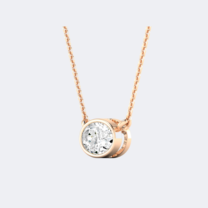 Collier solitaire en or avec diamant de laboratoire ovale serti clos 0,50 carat total, couleur EF, pureté VVS2, taille brillant ovale, pendentif minimaliste - Product Image 5