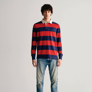 Camisa Polo de Manga Larga a Rayas para Hombre, Algodón Popelina, Cuello con Botones, Estilo Casual, para Primavera - Product Image 1