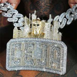 AMBER JEWELS T-267 Charme Unisexe Hip Hop en Argent 925 Plaqué Rhodium avec Moissanite Certifiée GRA, Sertissage Griffe Thème Couronne, Usage Quotidien - Product Image 4