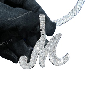 Colgante de Moissanita Personalizado con Inicial M, Estilo Hip Hop, Joyería de Rapero para Fiestas y Eventos - Product Image 5