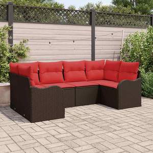 Brown Synthetic Poly <b>Rattan</b> Garden <b>Sofa</b> Set With Cushions <b>Outdoor</b> Furniture Contemporary Style - Product Image 1