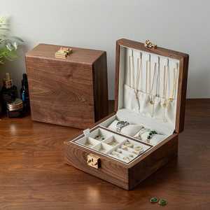 Modern Wooden Jewelry Box Multi Compartment Jewelry Organizer Tray <b>Stackable</b> <b>Storage</b> Box for Accessories and Gift Packaging - Product Image 5