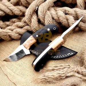 Cuchillo de caza hecho a mano con mango de madera y funda de cuero – Cuchillo de supervivencia para acampar al aire libre con hoja fija afilada - Product Image 6