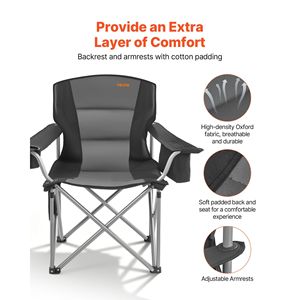 Sedie da Campeggio Pieghevoli Portatili Oversize, Capacità 450 Libbre, Schienale Imbottito Resistente con Braccioli e Portabicchieri per Campeggio - Product Image 6