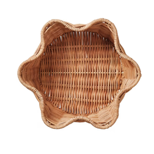 Natural Scalloped Rattan <b>Storage</b> Basket Eco-Friendly Wicker Tray For <b>Tabletop</b> Decor Premium Vietnam Rattan Organizer - Product Image 4