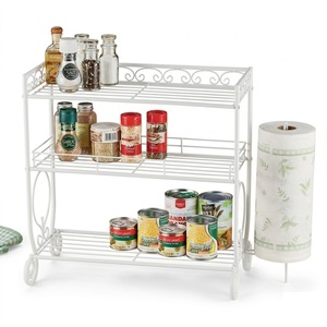 Étagère murale à 3 niveaux pour épices, en métal robuste, avec finition bronze, pour rangement de cuisine ou garde-manger - Product Image 2