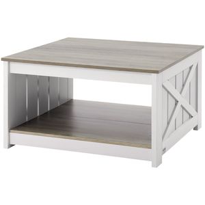 31.5 \ "Tavolino quadrato stile agriturismo aperto vano portaoggetti in legno rustico tavolo da Cocktail per soggiorno camera da letto - Product Image 1