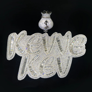 RB GEMS Hip Hop Rapper Fine Jewelry 925 Sterling <b>Silver</b> Iced Out VVS Moissanite GIA Certified Gift Letter <b>Initial</b> Charm <b>Pendant</b> - Product Image 6