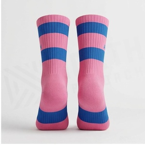 North Approach Crew <b>Socks</b> Pink Blue Striped Breathable <b>Running</b> <b>Socks</b> for Adults Summer Season - Product Image 2