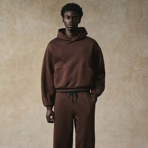 Ensemble sweat à capuche et pantalon de survêtement unisexe streetwear, couleur unie imprimée, léger, respirant, polyester/nylon, grandes tailles, logo avant - Product Image 1