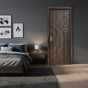 Puerta Interior Compuesta Ignífuga, Revestimiento de Madera con PVC, Impermeable, Diseño Minimalista Rústico, para Cocina, Baño, Villa, Apartamento - Product Image 2