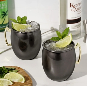 Taza Moscow Mule Negra Color Gunmetal con Asa Dorada, Revestimiento de Acero Inoxidable, Vajilla para Cócteles, Fabricante Mayorista, Taza Personalizada S - Product Image 1