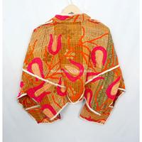 Veste Kantha vintage pour femme 100% coton, faite à la main, style bohème, respirante, écologique, séchage rapide, col mandarin, motif floral