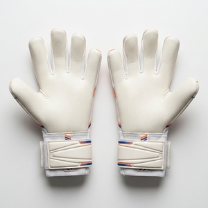 Football Goalkeeper <b>Gloves</b> Orange Blue Leather Full Finger Non-Slip Breathable Adjustable Wrist Strap Unisex - Product Image 4