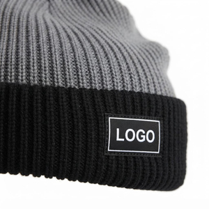 Gorro de Dos Tonos Personalizado con Etiqueta de Logotipo Tejida, Gorro de Punto Acanalado con Puño, Gorro Cálido para Invierno, Accesorio de Moda Urbana Unisex - Product Image 4