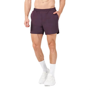 Shorts de sport personnalisés légers en tissu extensible à quatre sens, taille élastique, couleur unie, double doublure, en nylon et élasthanne pour hommes - Product Image 1