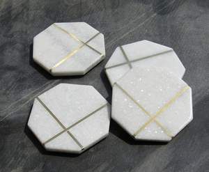 ที่รองแก้วแบบมีลายทองเหลือง ของตกแต่งขนาดเล็กสำหรับโต๊ะอาหาร หม้อร้อน แก้ว ถ้วย ฝาปิดภาชนะ ทนทาน - Product Image 5