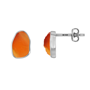 925 Sterling Silver Natural Carnelian Rough Butterfly Lock Stud <b>Earrings</b> Classic Style Bezel Setting Pack 4 Wedding Engagement - Product Image 2