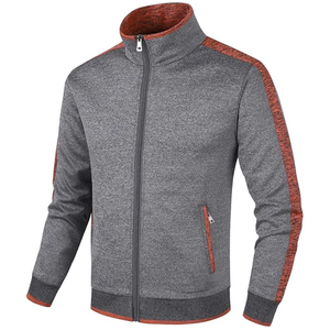 Survêtement à fermeture éclair intégrale, col montant, couleur unie, décontracté, respirant, en polyester et coton, pour l'automne, avec poches latérales - Product Image 3