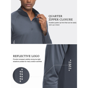 T-shirt à col zippé 3/4 de qualité supérieure, couleur Gary, coupe ajustée, manches longues, sweat-shirt décontracté à demi-zip avec service OEM - Product Image 4