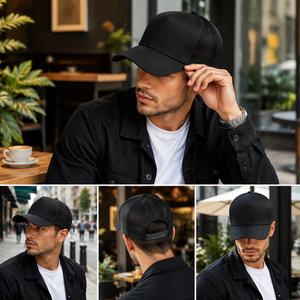 Private Label Wholesale Custom Woven Patch Distressed Trucker <b>Cap</b> Polyester Mesh Back Waxed Canvas Front For Adult Unisex <b>Caps</b> - Product Image 3
