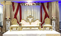 Canapé de mariage spécial pour couple, sculpté à la main par un designer de Houston, finition dorée, pour scène de mariage aux États-Unis
