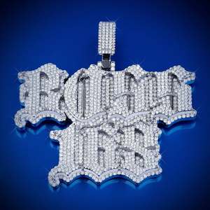<b>Custom</b> 925 Silver Moissanite Hip Hop Iced Out GIA Certified Pendant <b>Necklace</b> Brilliant Cut Rhodium Plated Unisex Party Jewelry - Product Image 1
